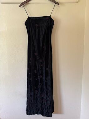 Y2K Rampage Velvet Maxi Dress Burnout Floral Pink Underlay Slip M Goth Formal
